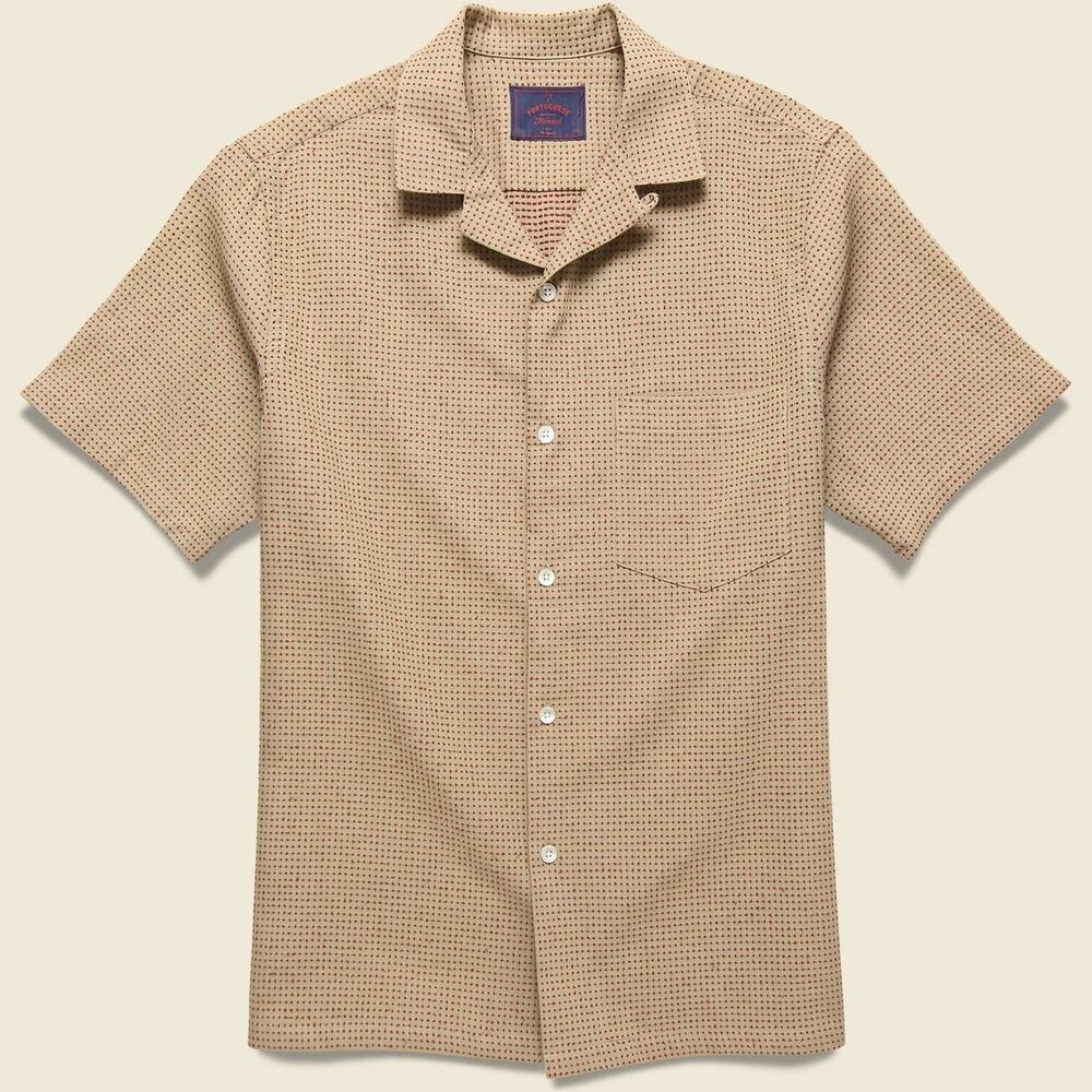 Portuguese Flannel Ring Woven Dot Shirt Brown Red Sz XXL Great! MSRP $128